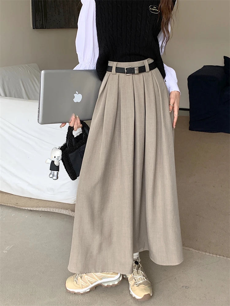 Versatile Mid-length Pleated Skirt for Women