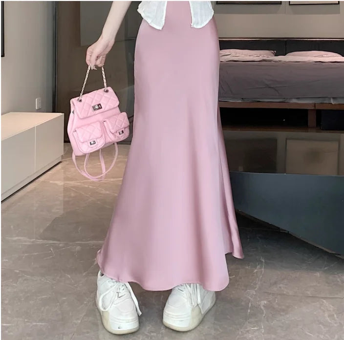 Summer Satin Long Skirt for Women