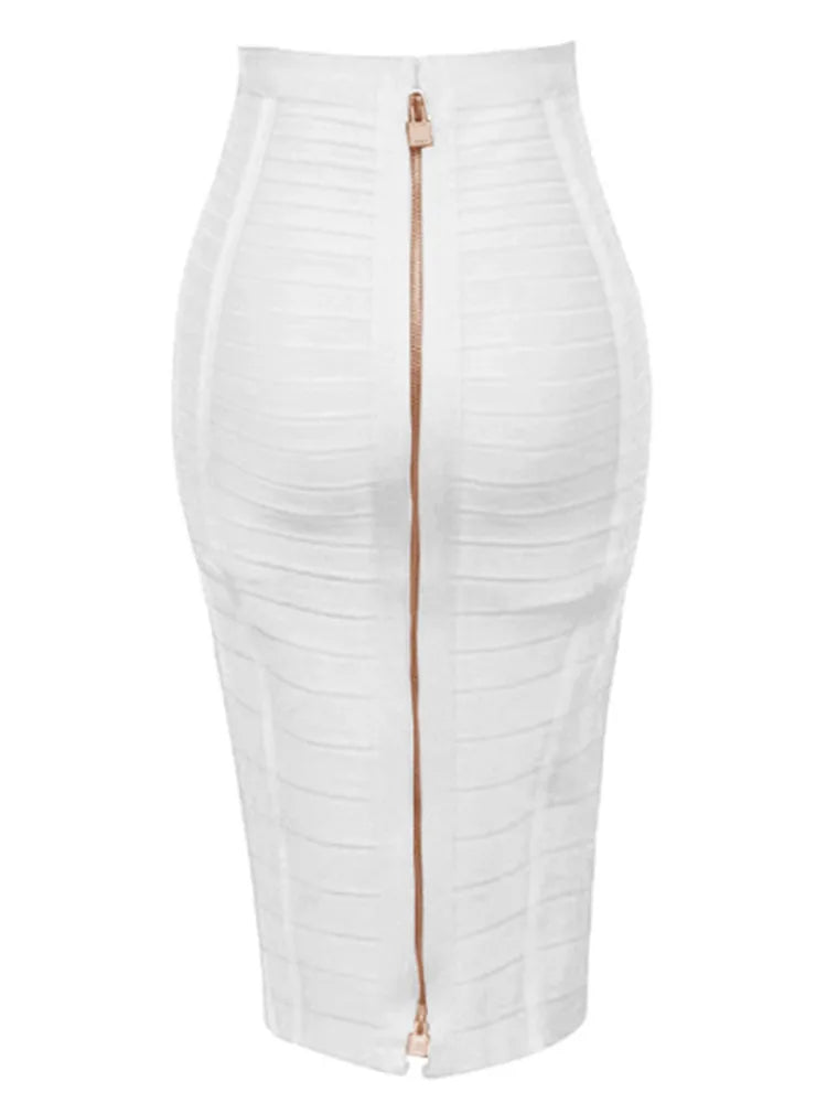 Sexy Solid Zipper Pencil Women Skirts Elastic Bodycon Summer