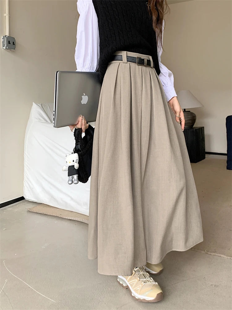 Versatile Mid-length Pleated Skirt for Women