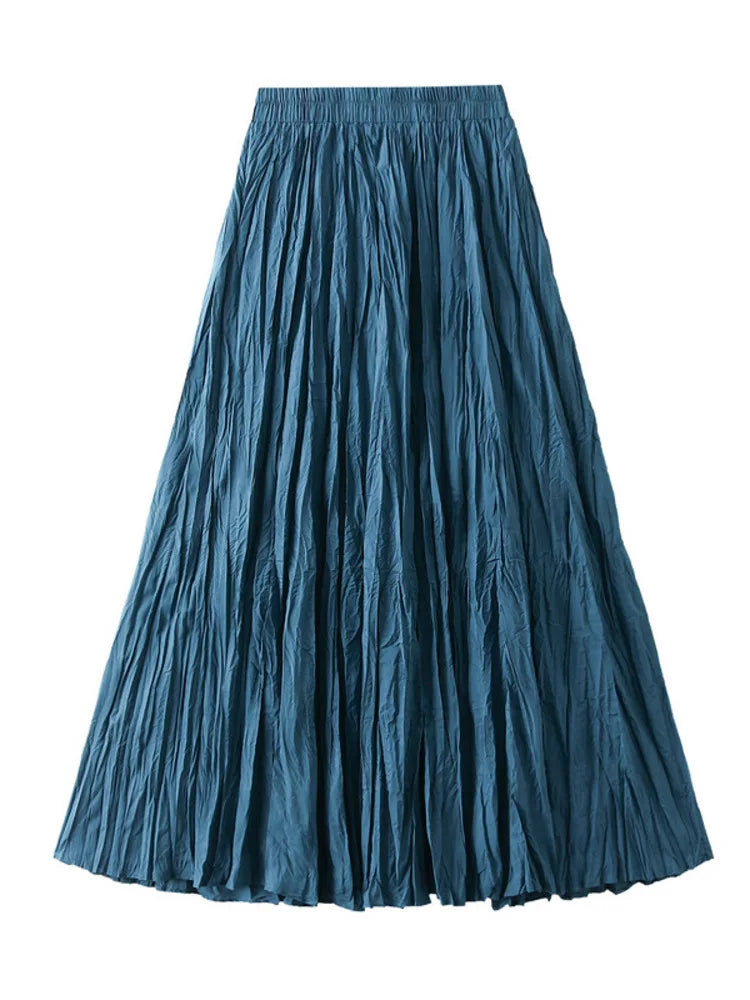 Simple Luxury Multi Solid Colors Pleated Skirt For Women's Large Hem Folds