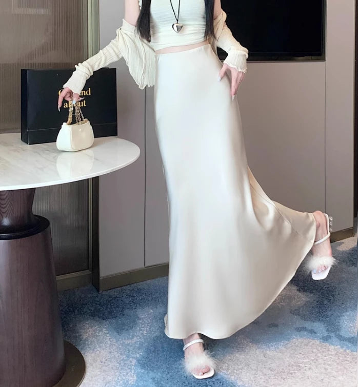 Summer Satin Long Skirt for Women