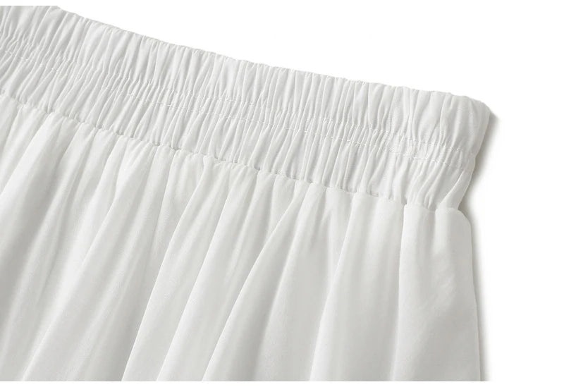 White Ruffle Mini Skirt With Shorts For Women