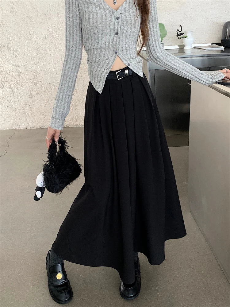 Versatile Mid-length Pleated Skirt for Women