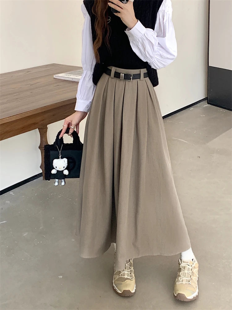 Versatile Mid-length Pleated Skirt for Women