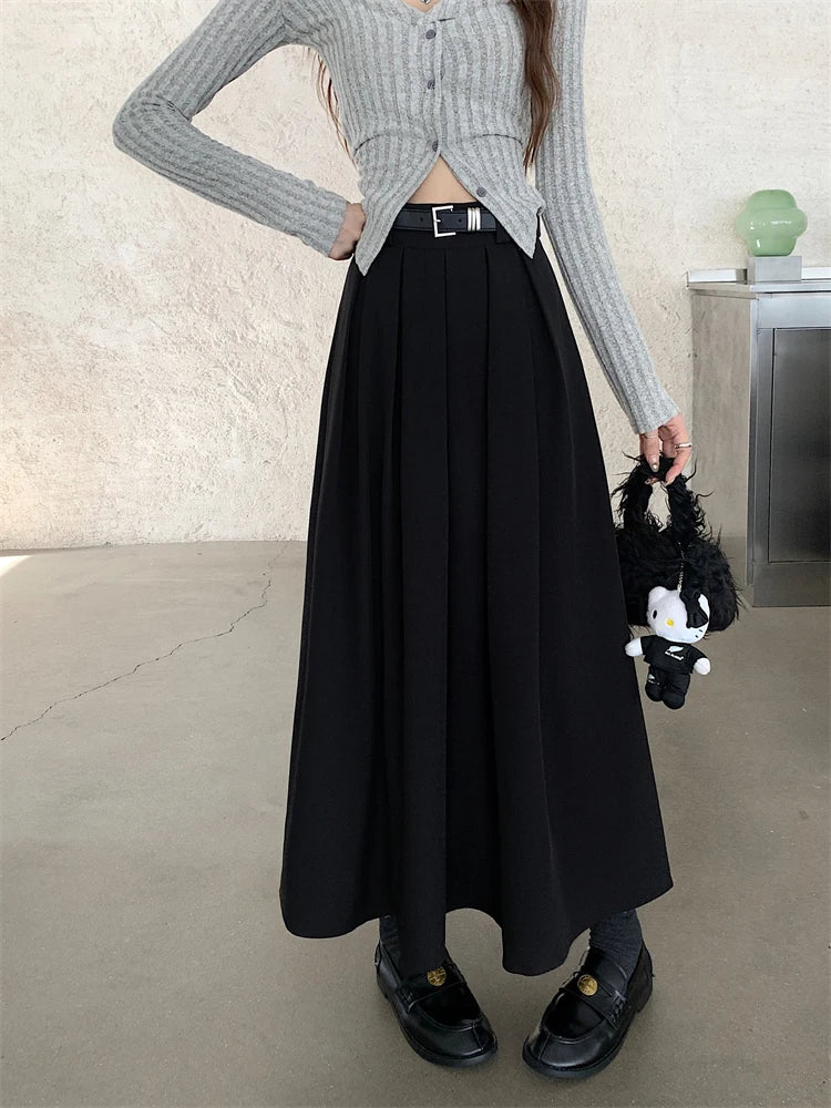 Versatile Mid-length Pleated Skirt for Women