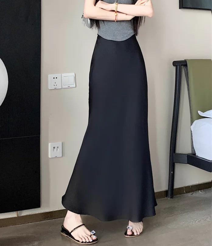 Summer Satin Long Skirt for Women