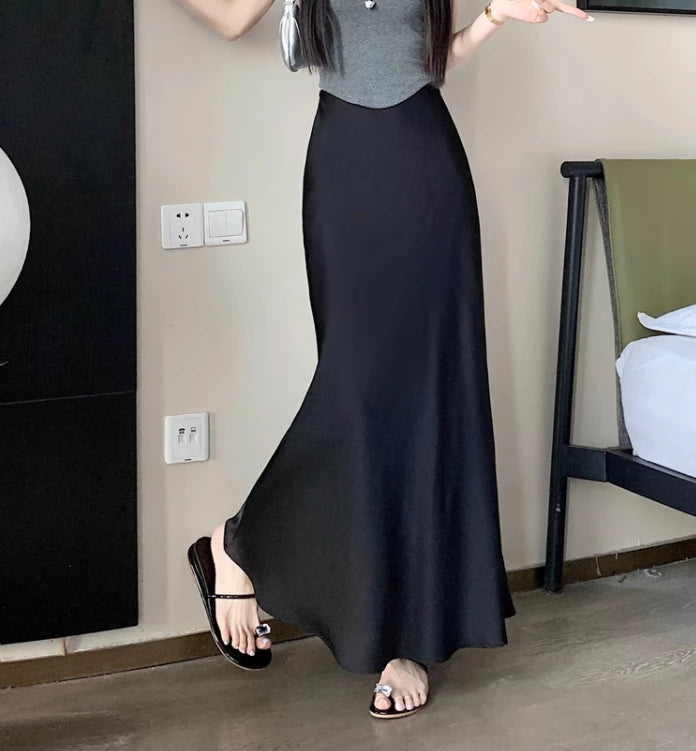 Summer Satin Long Skirt for Women