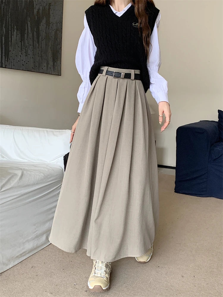 Versatile Mid-length Pleated Skirt for Women