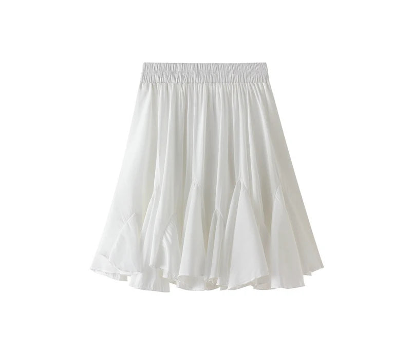 White Ruffle Mini Skirt With Shorts For Women