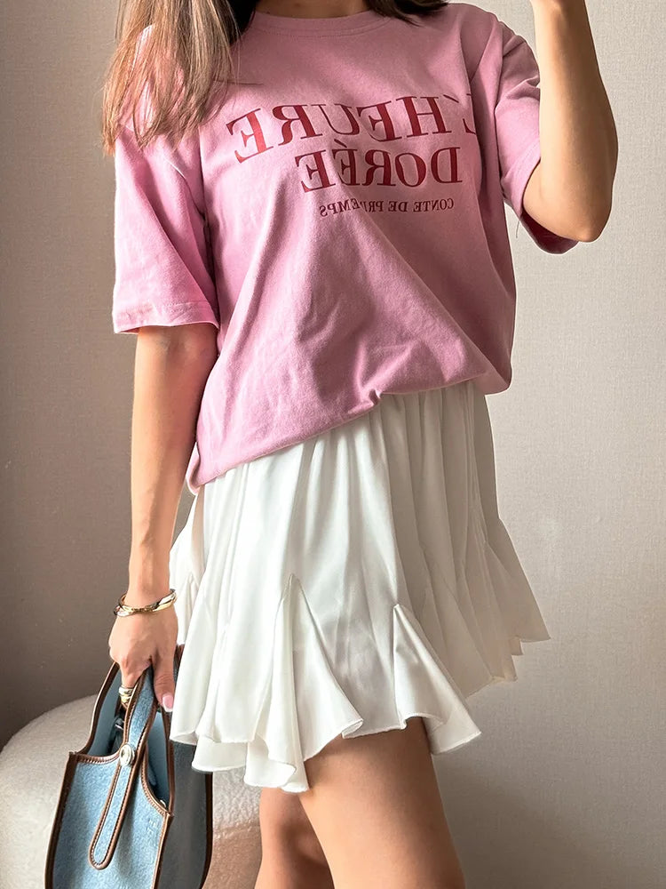 White Ruffle Mini Skirt With Shorts For Women