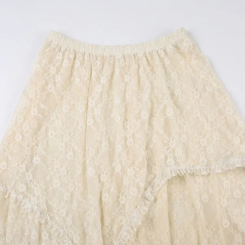 Deeptown Lace Asymmetrical Skirt for Women