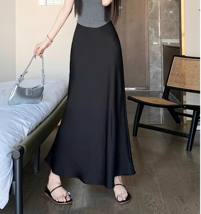 Summer Satin Long Skirt for Women