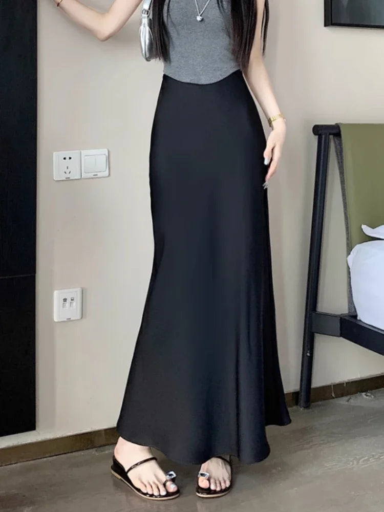 Summer Satin Long Skirt for Women