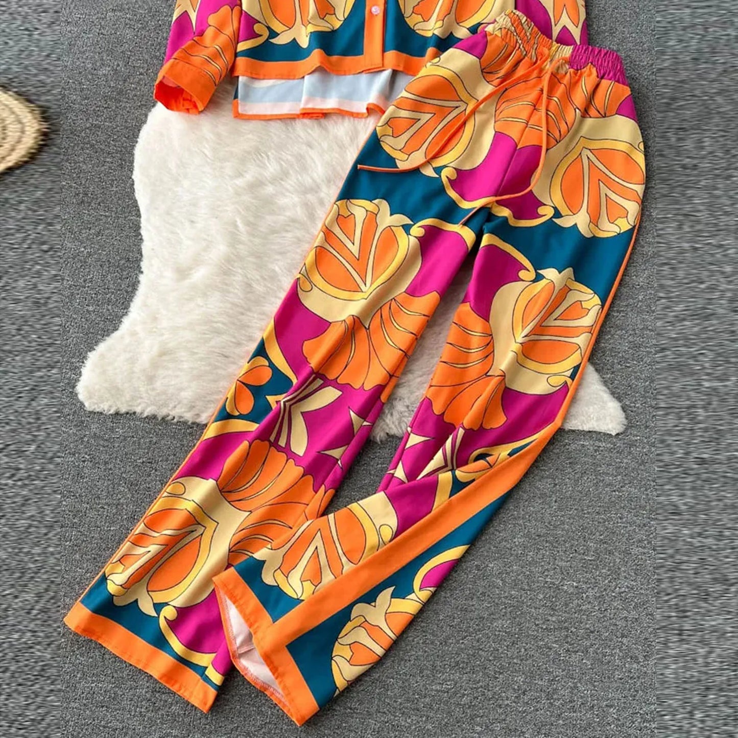 Vibrant Ethnic Shirt Pants Suit for Women