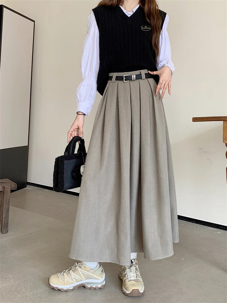 Versatile Mid-length Pleated Skirt for Women