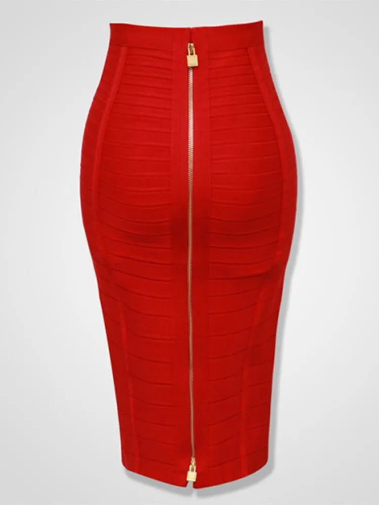 Sexy Solid Zipper Pencil Women Skirts Elastic Bodycon Summer