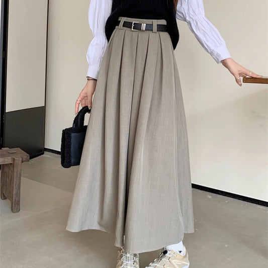 Versatile Mid-length Pleated Skirt for Women