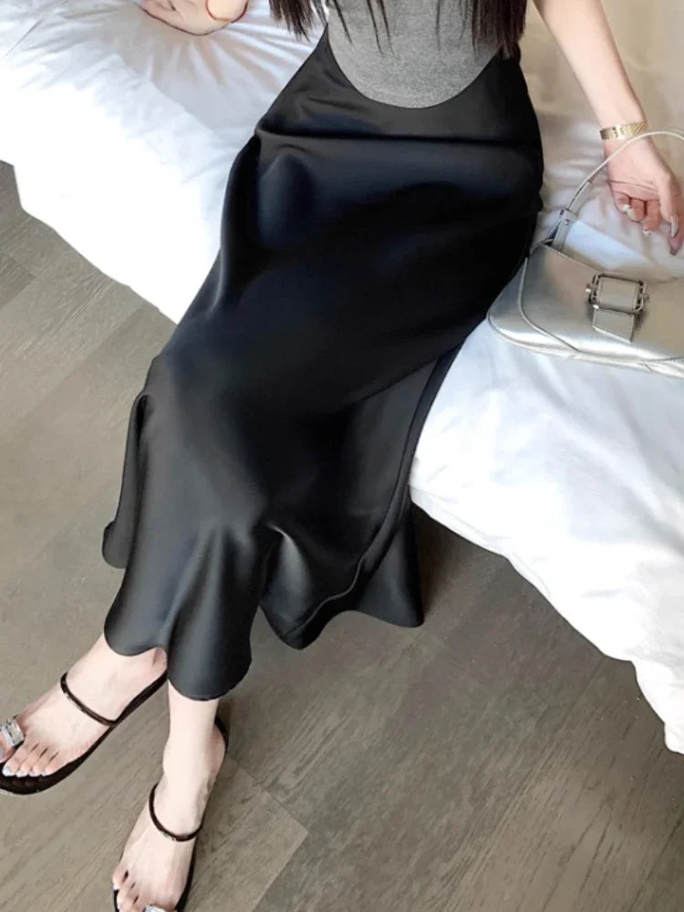 Summer Satin Long Skirt for Women