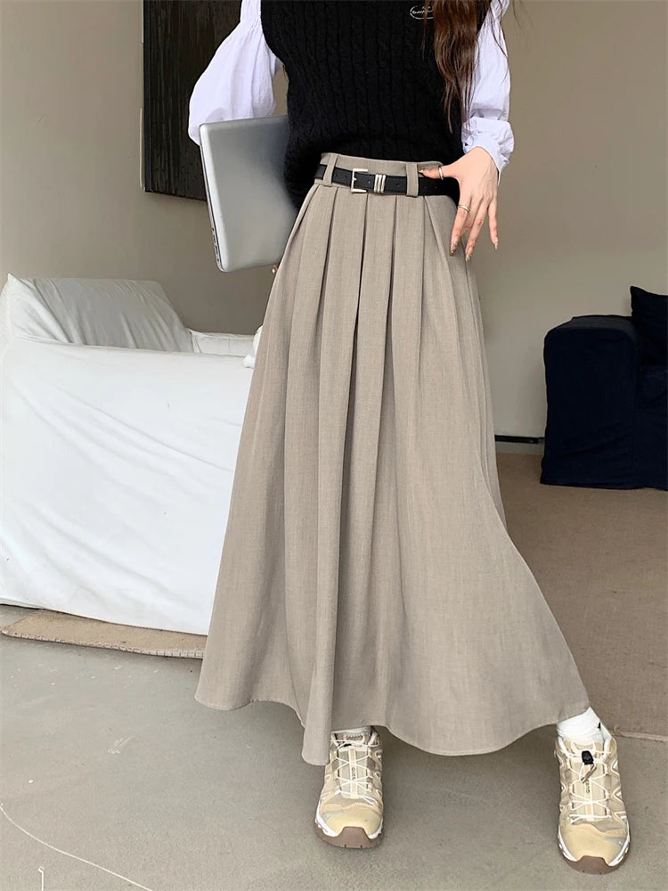 Versatile Mid-length Pleated Skirt for Women