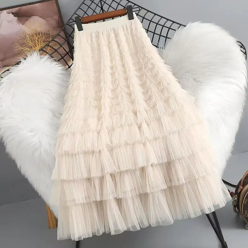 Mid Long Tulle Skirt for Women