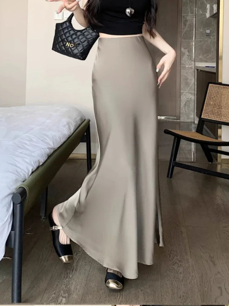 Summer Satin Long Skirt for Women