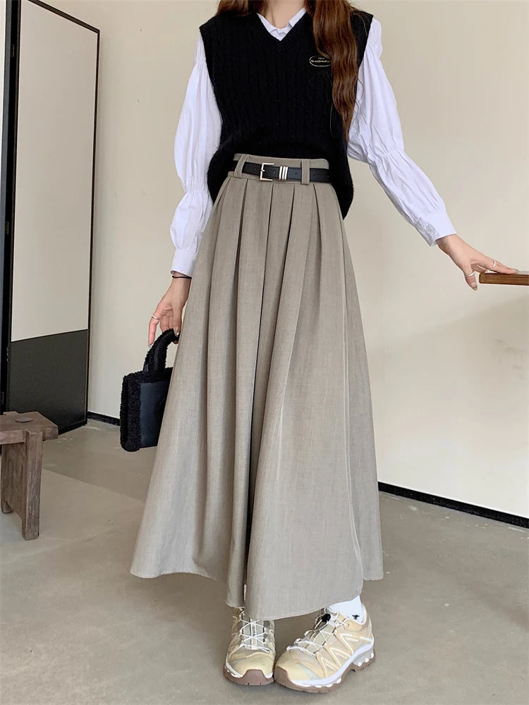 Versatile Mid-length Pleated Skirt for Women