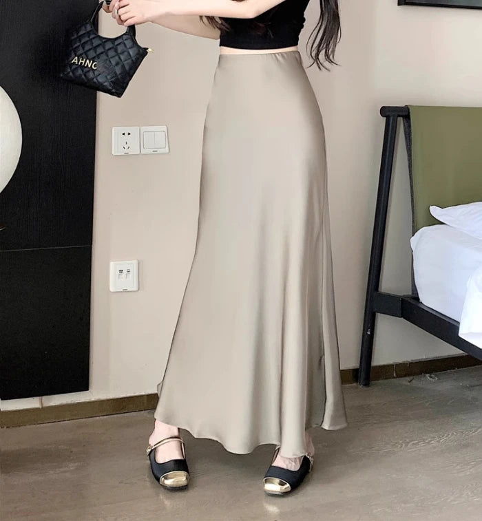 Summer Satin Long Skirt for Women