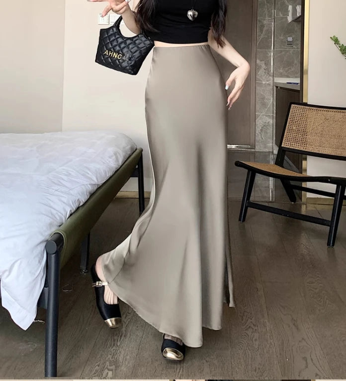 Summer Satin Long Skirt for Women