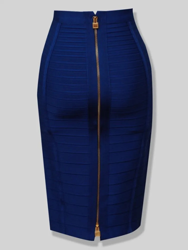 Sexy Solid Zipper Pencil Women Skirts Elastic Bodycon Summer