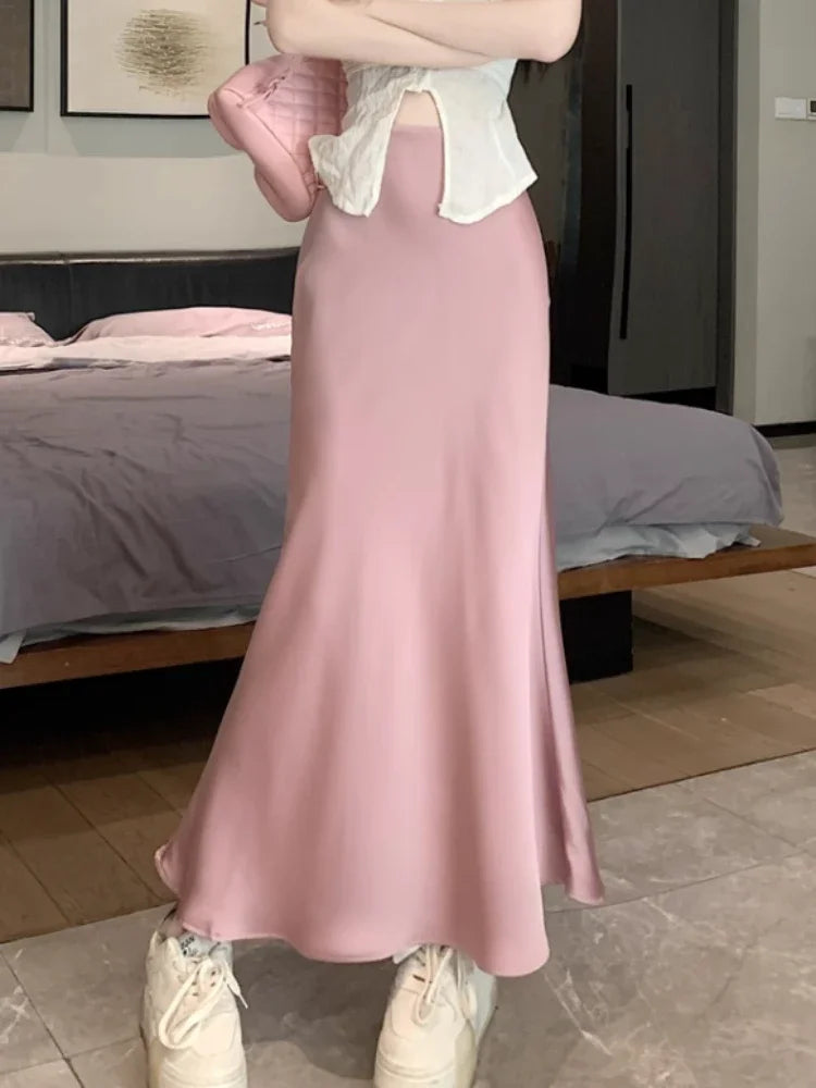 Summer Satin Long Skirt for Women