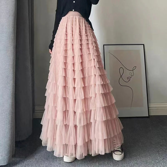 Mid Long Tulle Skirt for Women