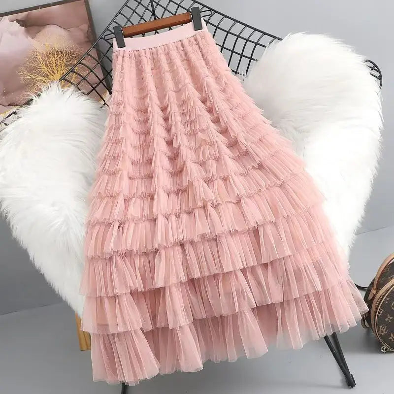 Mid Long Tulle Skirt for Women