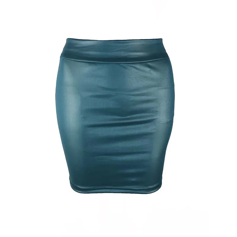 Black Slim Leather Pencil Skirt High Waist