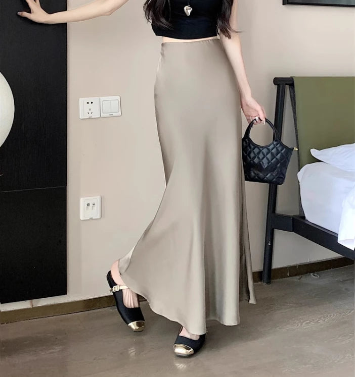 Summer Satin Long Skirt for Women