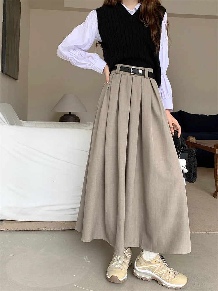 Versatile Mid-length Pleated Skirt for Women