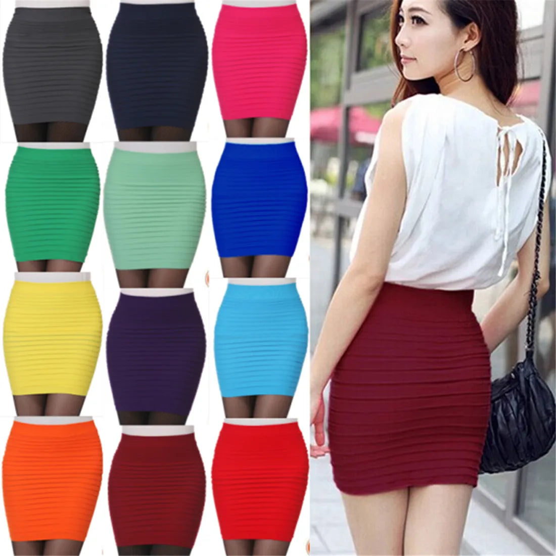 Summer Women High Waist Skirt