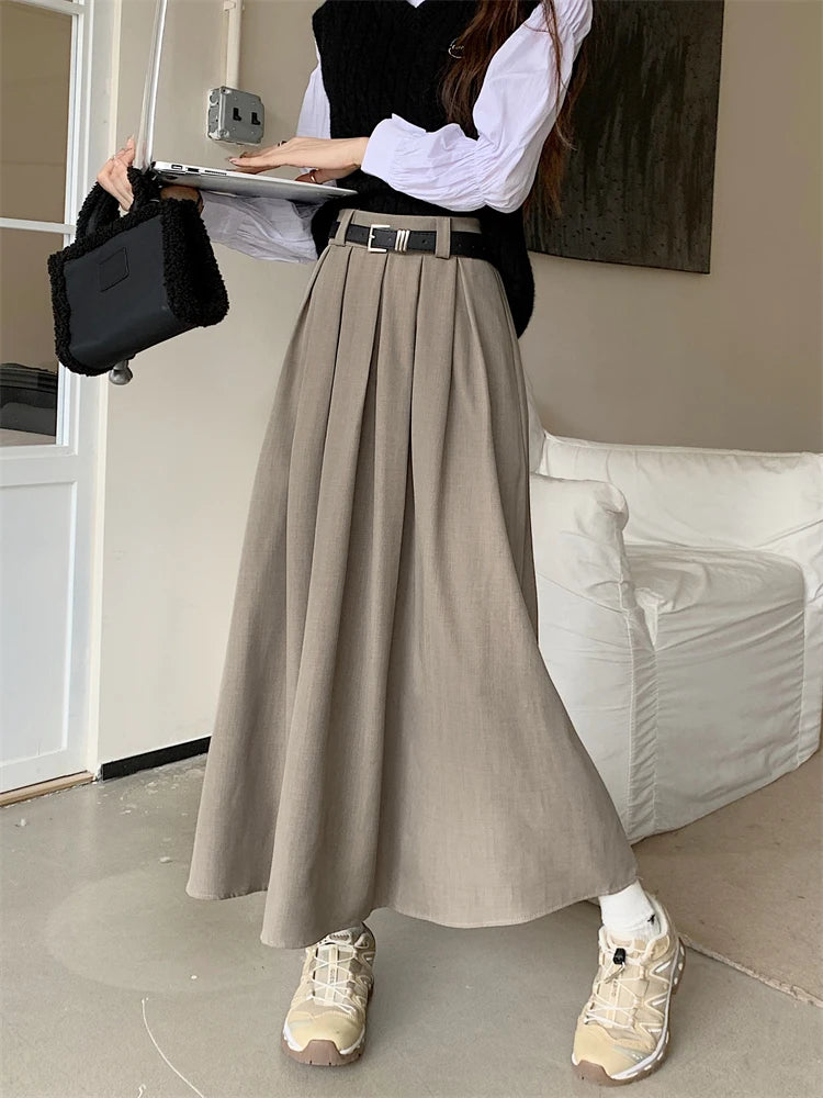 Versatile Mid-length Pleated Skirt for Women